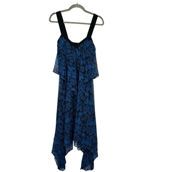 Derek Lam 10 Crosby Blue Floral Silk Asymmetrical Two-Tier Cami Dress Women’s 2 - Picture 10 of 16